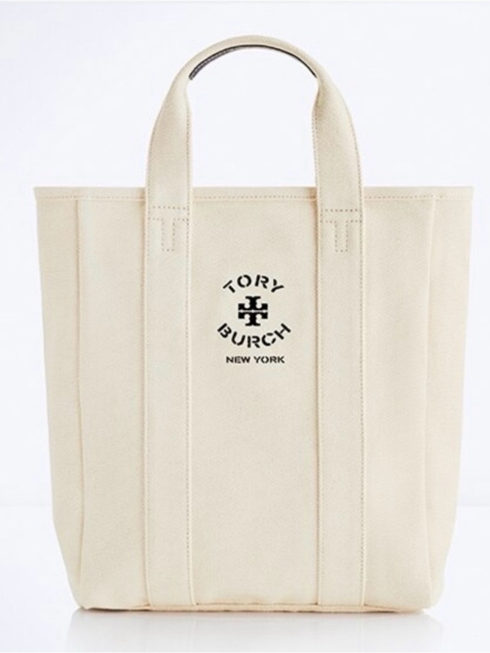 Tory Burch Natural Canvas Tote with Black Logo
